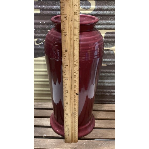 Fiesta Pottery 9.5" Monarch Flower Vase Cinnabar Maroon Glaze Art Deco HLC - Picture 3 of 8